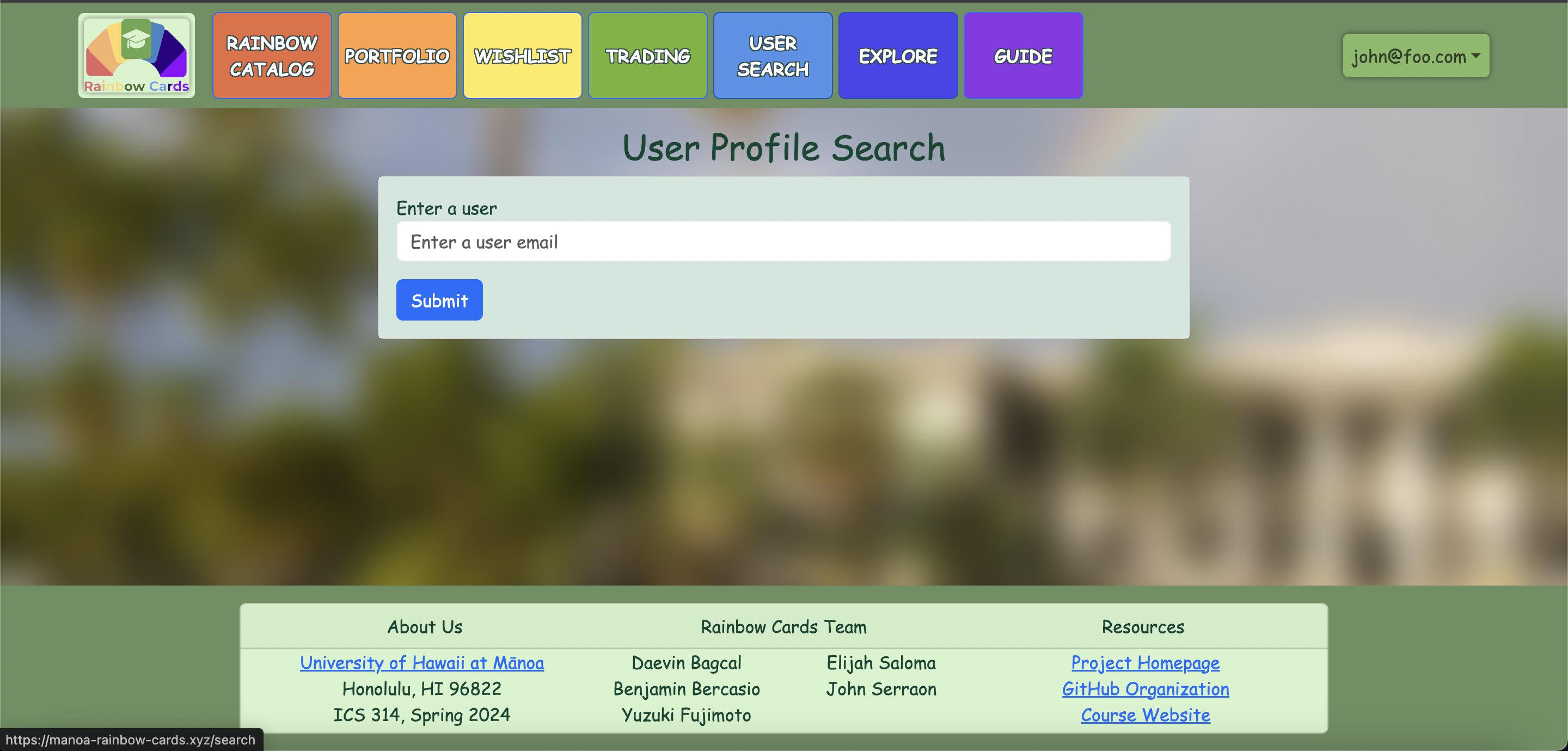 User profile search page